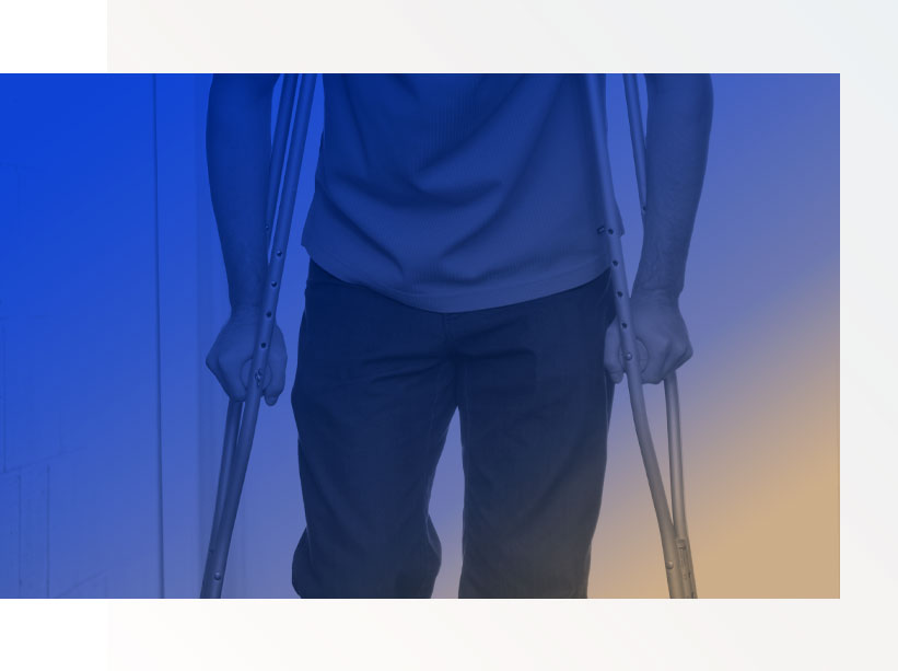 Man Walking on Crutches